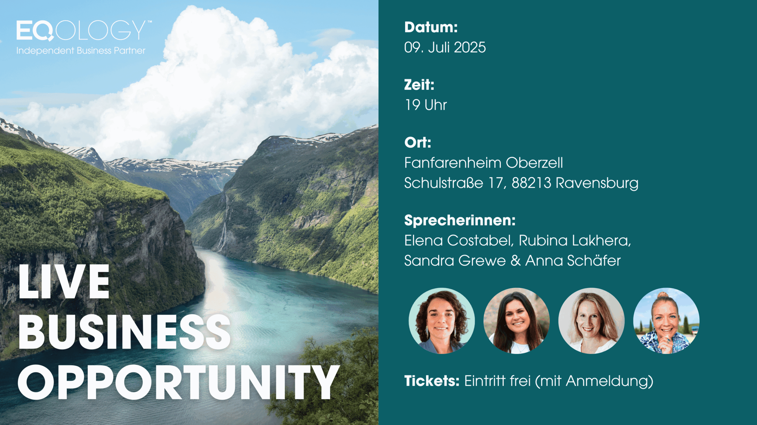 Live Business Opportunity Event – Lerne die Geschäftsmöglichkeit mit EQOLOGY kennen