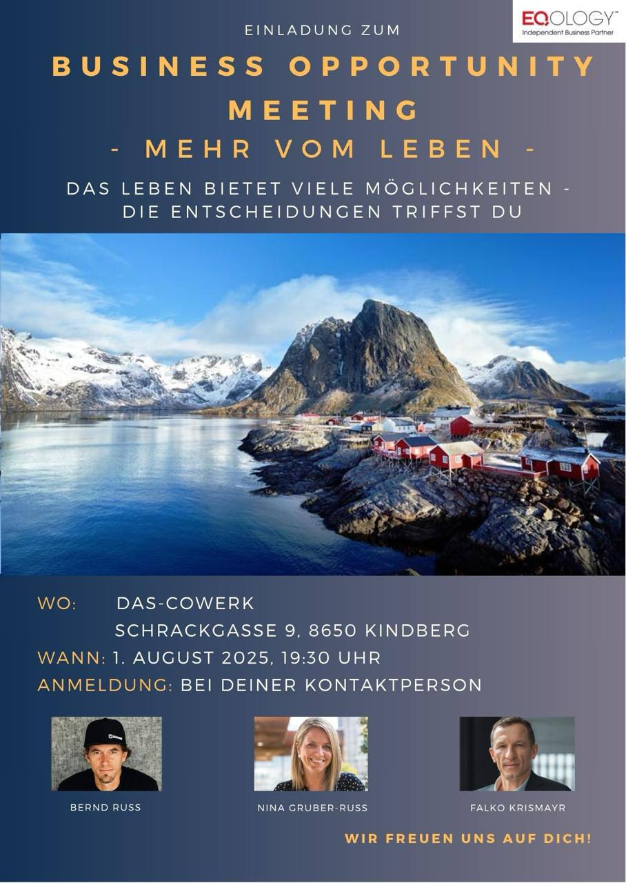 BOM Business Opportunity Meeting - Geschäftspräsentation STEIERMARK mit Falko Krismayr, Bernd Russ, Nina Gruber-Russ