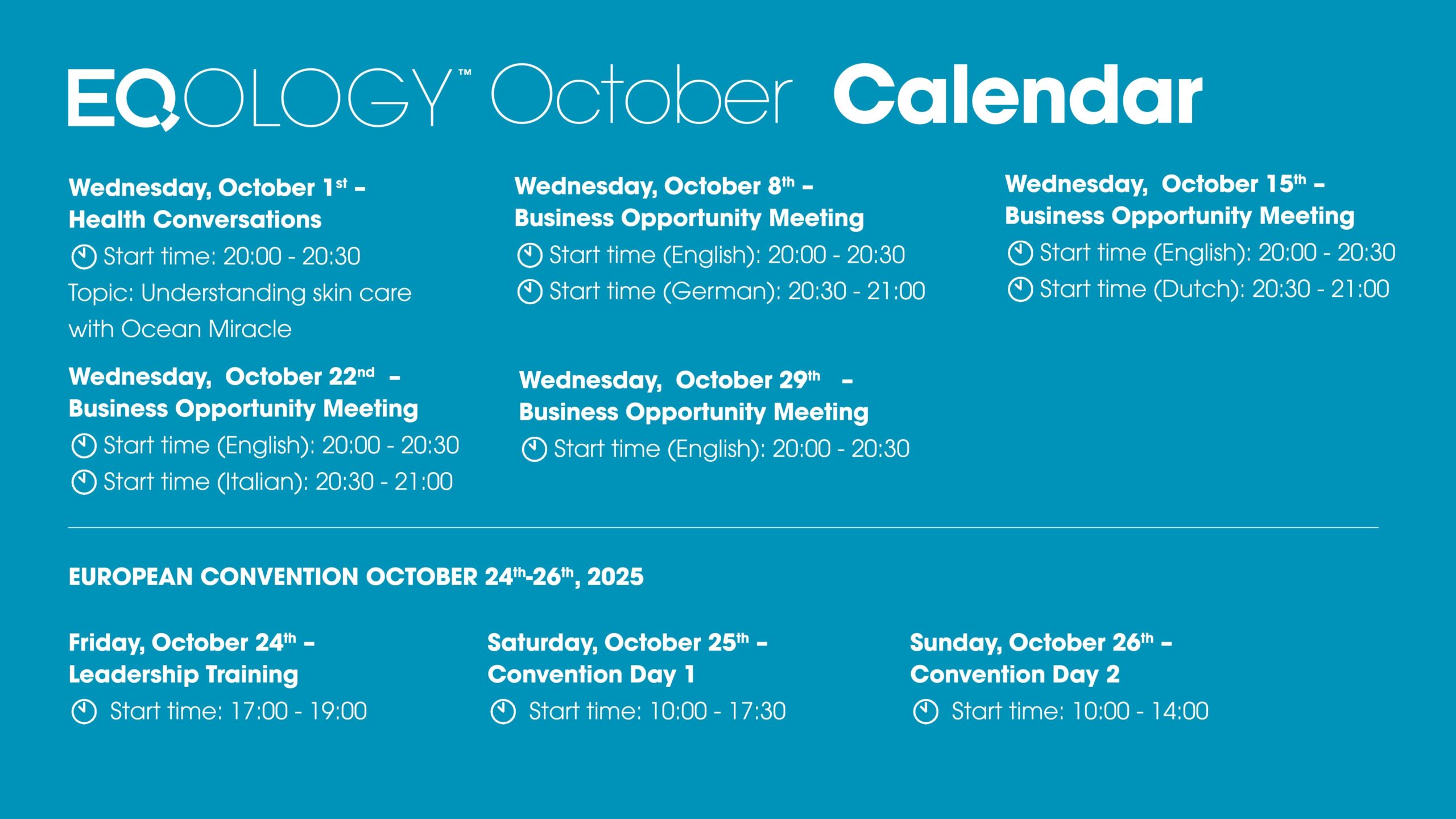 Online EQ Health Conversations + Business Opportunity Meetings Oktober